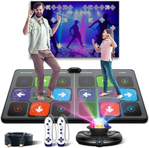 Tapis de danse avec capteurs de mouvement, tapis de jeu pour TV, PC, vidéo de sport en famille, antidérapant, musique, Fitness, sans fil, Double contrôleur, tapis de danse pliable 231130