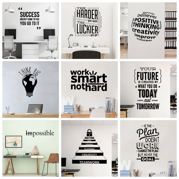 Motivation Grand Bureau Citations Phrase Pour Salon Chambre Salle De Classe Bureau Papier Peint Décoration Vinyle Sticker Mural Stickers