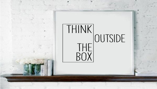 Décor créatif imprimé motivateur Réfléchissez en dehors de la boîte Home Office Minimal Wall Art Toile Idées de peinture pour la classe NO FR8141624