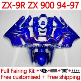 MOTO Bodywork For KAWASAKI NINJA ZX 9R 9 R 900 CC ZX9 R ZX900C 94-97 Body 23No.15 ZX900 900CC ZX-9R ZX9R 94 95 96 97 ZX-900 1994 1995 1996 1997 OEM Fairing Kit glossy blue