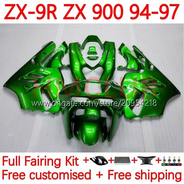 Carrosserie MOTO pour KAWASAKI NINJA ZX 9R 9 R 900 CC ZX9 R ZX900C 94-97 Corps 23No.16 ZX900 900CC ZX-9R ZX9R 94 95 96 97 ZX-900 1994 1995 1996 1997 Kit de carénage OEM vert clair