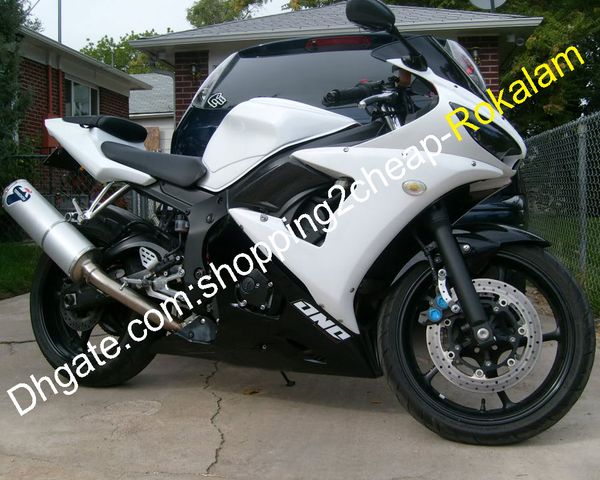 Kit de carenado de Moto para carenados Yamaha YZF600 YZF R6 YZFR6 600R6 2003 2004 Hermosas piezas de carenado de cuerpo blanco y negro (moldeo por inyección)
