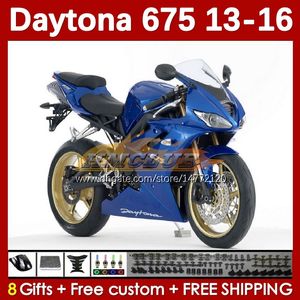 Carenados MOTO para Daytona 675 675R 2013-2016 Carrocería Daytona675 Bodys 166No.41 blue stock blk Daytona 675 R 13 14 15 16 2013 2014 2015 2016 Kit de carenado de motocicleta OEM