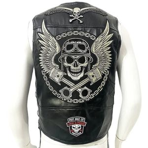 Moto cuir gilet Patch hommes Moto sans manches Veste Biker décontracté Streetwear gilet Locomotive Club Punk Veste 240113