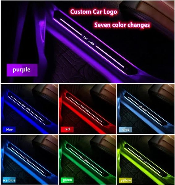 MOTOCOVERS Luces LED para decoración de bordes de puertas de automóviles, placa de desgaste USB, luz de camino para la mayoría de los vehículos, logotipo personalizado Suitab6965499