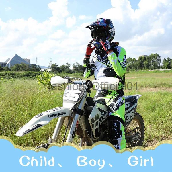 Motocross y pantalones para niños, ropa para niños, niño grande, niña, niño, estudiante, traje de carreras, conjunto de engranajes, equipo de equitación, conjunto de moto UTV x0823