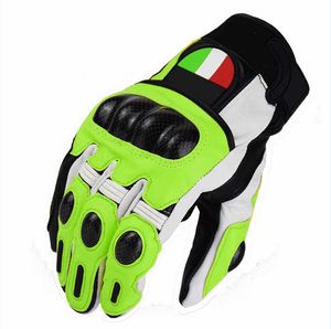 Motocross Carbon Fiber Lederen Handschoenen Motorfiets MX Dirt Bike Zwart Groene Handschoenen H1022