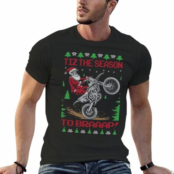 Motocross Dirt Bike Ugly Christmas Santa T-Shirt vêtements mignons personnalisés t-shirts unis t-shirts noirs pour hommes p4lJ #