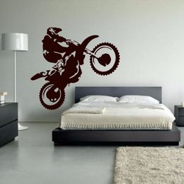 Motocross vinyl muursticker motorfiets moto muurstickers thuis sticker voor woonkamer slaapkamer decoratie crossmotor272W