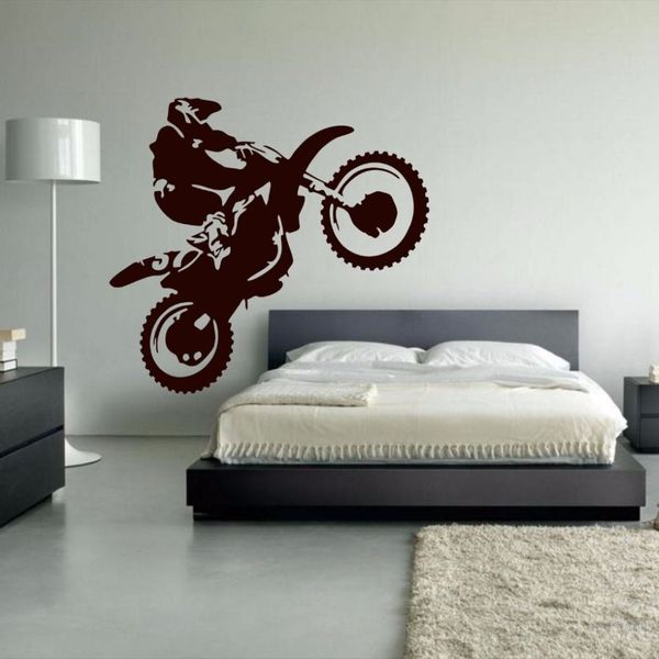 Pegatina de vinilo para pared de Motocross, calcomanías de pared para motocicleta, calcomanía para el hogar, decoración para sala de estar y dormitorio, Dirt Bike306W