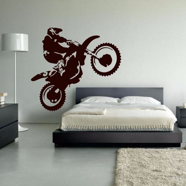 Pegatina de vinilo para pared de Motocross, calcomanías de pared para motocicleta, calcomanía para el hogar, decoración para sala de estar y dormitorio, Dirt Bike232I