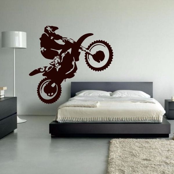 Pegatina de vinilo para pared de Motocross, calcomanías de pared para motocicleta, calcomanía para el hogar, decoración para sala de estar y dormitorio, Dirt Bike282n