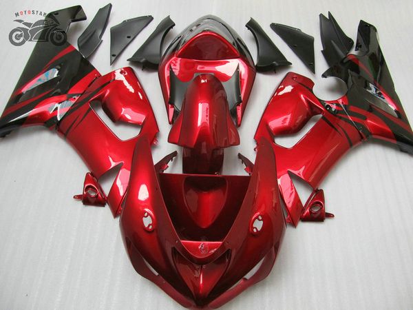 Ensemble de carénages de moto pour Kawasaki Ninja ZX6R 636 05 06 ZX-6R 2005 ZX 6R 2006 kits de carénage de carrosserie de rechange flammes rouges