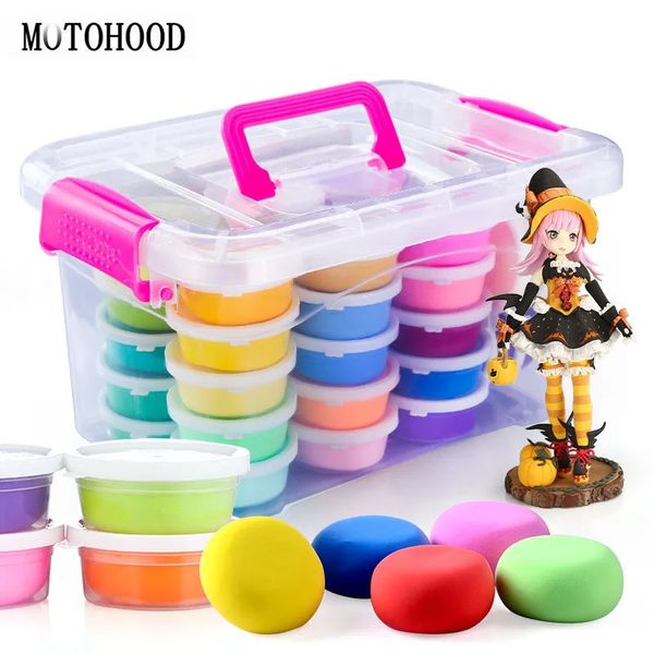 MOTOHOOD 36 couleurs lumière à assembler soi-même argile pâte à modeler intelligente et outils kit ensembles modélisation polymère Slime jouet pour enfants cadeau 240124