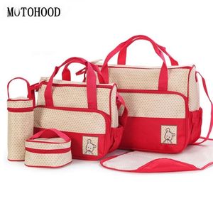 Motohood 39 * 28.5 * 17cm 5pcs bébé sac à couches costumes pour maman bébé porte-bouteille mère maman poussette maternité sacs à couches ensembles 211025