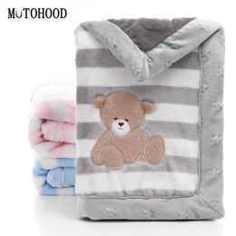 Motohood Baby Swaddling Pasgeboren Thermische Zachte Fleece Deken Massief Beddengoed Set Katoen Quilt InDing Swaddle 210309