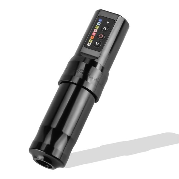 Stylo de tatouage rotatif pour machine à moteur avec câble de chargement USB, 1 tête de conversion RCA réglable, galvanoplastie électrique sans fil, stylo long en alliage d'aluminium