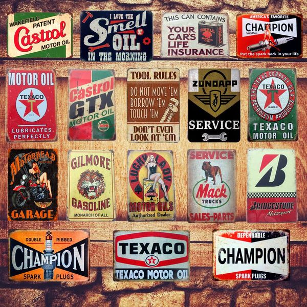 Motor Huile Metal Signs Classic Motorcycle Affiche vintage Sexy Girl Painting Decorative Wall Plaque pour Bar Pub Papa Décoration Garage Taille 30x20cm