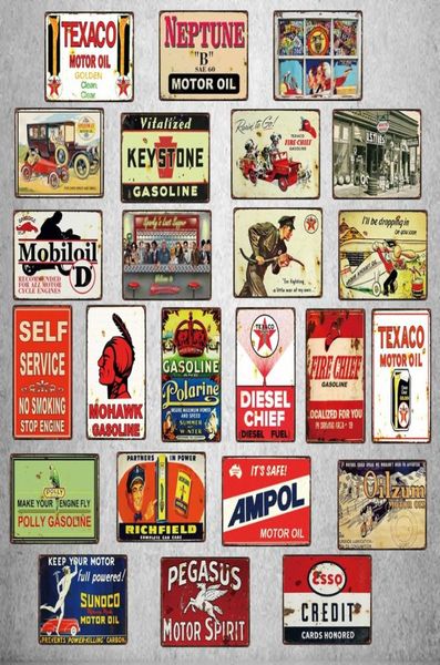 Motor Oil Retro Tin Sign Shabby Chic Metal Wall Art Home Motorcycle Auto Tire Shop Garage Gas Station de gaz Decoration Home 2783145