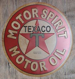 Motor Spirit Huile Texaco Round rétro en étain en relief Affiche Affiche Mur Wall Restaurage Garage Pub Café à la maison DÉCOR