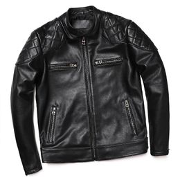 Motorcycl Echt Lederen Jassen voor Mannen Stijl Echte Koeienhuid Slanke Kleding Biker Mode Jas Koe Jassen S-5XL 231228