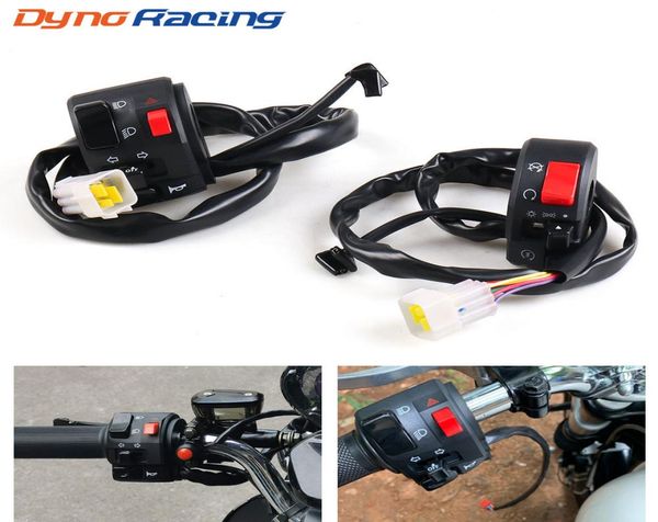 Motocicleta 78quot Interruptor de control del manillar Bocina Señal de giro Faro antiniebla Lámpara de arranque eléctrico Conector Pulsador Swit3258351