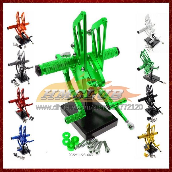 Pedal de juego trasero de reposo en pie de pie CNC ajustable para Kawasaki Ninja ZX14 R ZX 14R 14 R ZX-14R ZX14R 06 07 08 09 10 11 CNC PEGS PEGS FUNSEST KIT 8Colors 8Colors