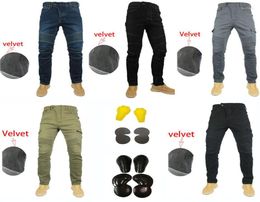 Vêtements de moto 2 modèles coupe-vent hiver chaud plus velours cachemire jeans décontracté hommes 039s pantalons de moto motocross route kne6529036