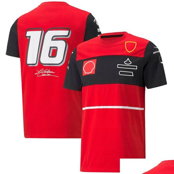 Ropa de motocicleta 2022 Nuevo traje de carreras F1 Camiseta personalizada Equipo de manga corta rojo Uniforme Solapa Secado rápido Top Drop Entrega Automobi Otci2