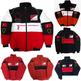 Motorcycle Apparel 2023 F1 RACING SUIT Vestes forma 1 Retro College Style European Windbreaker Cotton Jacket Fl broderie Windproo Dhhzc