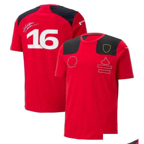 Vêtements de moto 2023 Le plus nouveau produit F1 Forma One Red Team Vêtements Costume de course Chemise à revers Vêtements de travail T-shirt à manches courtes Dhxbd