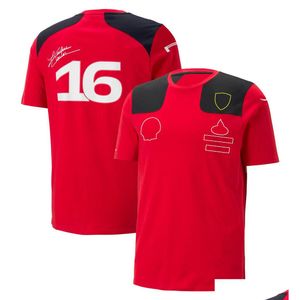 Ropa de motocicleta 2023 La mayor parte del producto F1 Forma One Equipo rojo Ropa Traje de carreras Camisa de solapa Ropa Trabajo Camiseta de manga corta Me Dhyzv