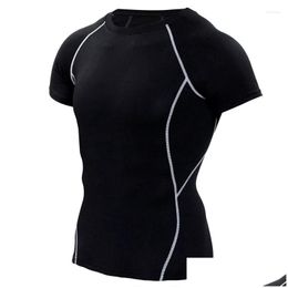 Vêtements de moto 2024 Sports Courir Col rond Body Fitness Manches courtes Hommes Séchage rapide Évacuation de l'humidité T-shirt élastique DRO OTVZC