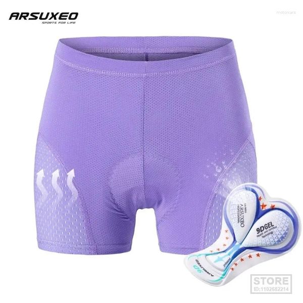 Ropa de motocicleta ARSUXEO Mujeres Ciclismo Ropa interior Gel Acolchado Bicicleta corta Transpirable Cómodo A prueba de golpes Mountain Road Bike Calzoncillos