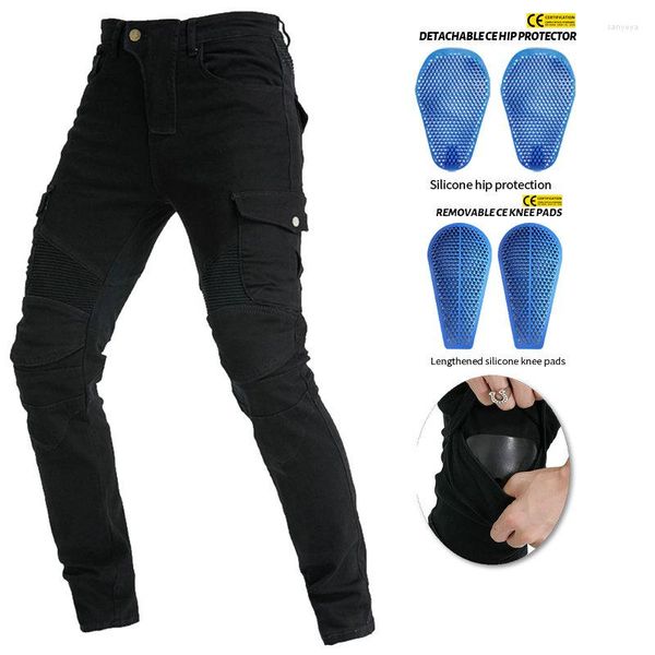 Ropa de motocicleta pantalones clásicos hombres pantalones vaqueros para motocicleta equipo de protección desmontable montar en moto pantalones de moto Motocross