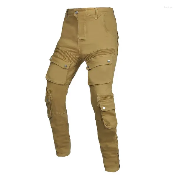 Ropa de motocicleta Pantalones de ciclismo Ropa de trabajo casual retro para hombres con múltiples bolsas ajustables para evitar caídas