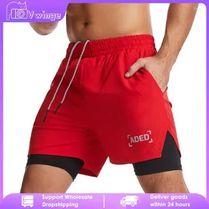 Motorfietskleding gemakkelijk te verplaatsen heren shorts zweet-absorbens en ademende fit type dubbele laag sportfitness