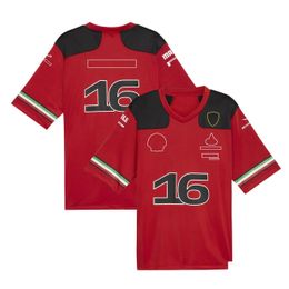 Motorfietskleding F1 2023 Team Driver Football Shirt T-shirt Forma 1 Racing Red V-Neck Summer Fans Casual Sports Jersey Uni Drop Deli OT6Mr