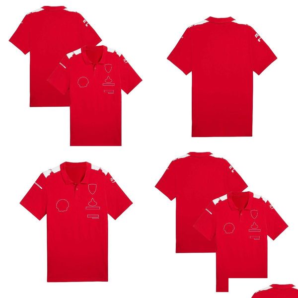 Vêtements de moto F1 Team Driver T-shirt rouge à manches courtes chemise à revers hommes plus taille personnalisée vêtements de course à séchage rapide livraison directe Otnxe