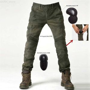 Motorcycle Apparel Four Seasons Motorcycle Black Green Jeans Pantalons d'équipement extérieur chaud avec un jean moto de protection Moto Pads Removablel231223