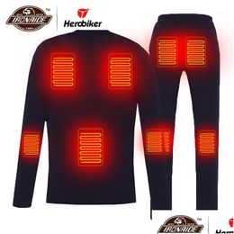 Motorfietskledingverwarmd shirt mannen verwarmen t moto elektrische usb thermisch ondergoedset
