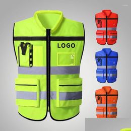 Vêtements de moto haute visibilité gilet de sécurité réfléchissant personnalisé personnalisé vêtements de travail de cyclisme de nuit pour travailleur de la construction OT9S3