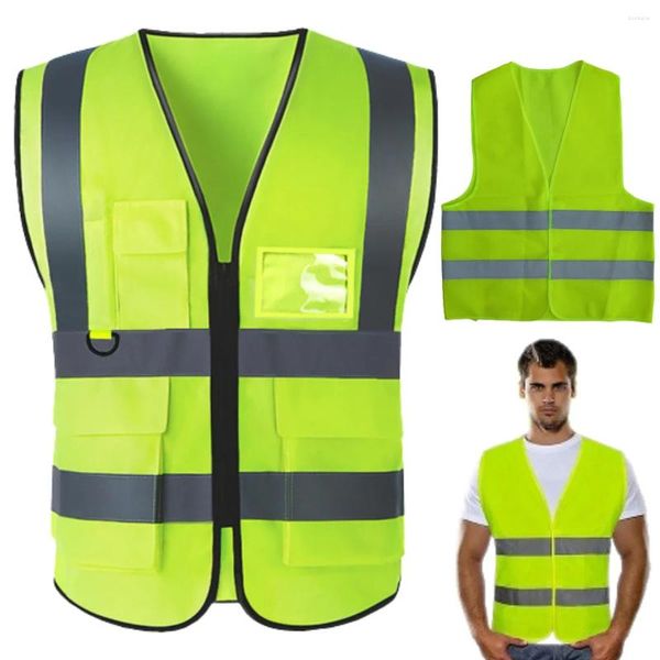 Vêtements de moto gilet haute visibilité respirant multi-poches réfléchissant 2 bandes uniforme des mineurs de charbon de chemin de fer pour les travailleurs des conducteurs