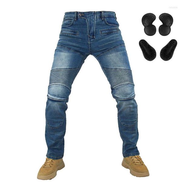 Ropa de motocicleta Komine 718 Pantalones de montar Pantalon Moto Jeans para hombres Mujeres Pantalones de carreras de motocross con 4 almohadillas protectoras de rodilla y cadera