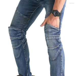 Moto Vêtements Corée Vente Slim Jeans Homme Équitation Pantalon Hors Route Femme Moto Trou Scratch Pantalon Avec Protection WF-25