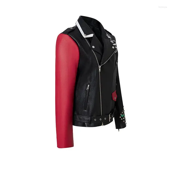 Veste en cuir pour hommes, vêtements de moto, matériau PU, Rivet de décoration, moteur pour hommes, vêtements de motard Punk, résistant à l'usure, S-XXXL