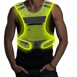 Motorfietskleding LED Reflecterend Vest Running Gear met Pouch USB opladen Ultralight Safety for Night Cycling