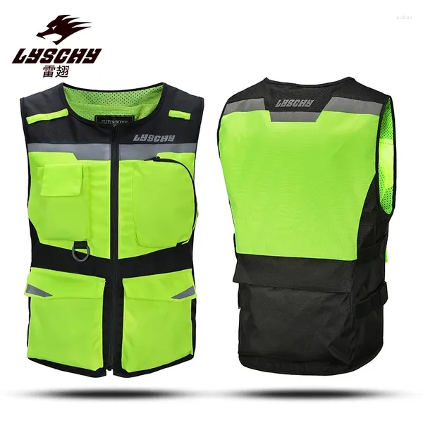 Vares de moto Lyschy Reflective Viest Racing Motorbike Street Off Road Safety Veste Oxford Moto avec Protecteurs M-3XL