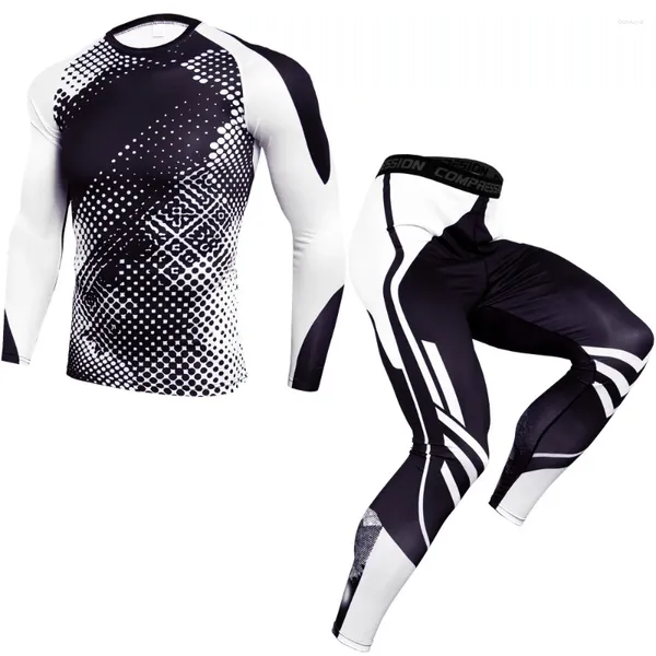 Ropa de motocicleta Hombres Correr Deporte Compresión Camiseta Pantalones Trajes Trotar Conjuntos de chándal Gimnasio Masculino Entrenamiento físico Ropa deportiva Camisetas Tops