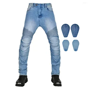 Pantalon d'équitation pour hommes de vêtements de moto avec armure de protection en gel de silice lavé un jean de course de motocross lavé pantalon à cyclisme